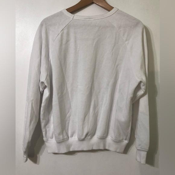 Women’s sweatshirt Stay Happy graphic  crewneck pull over white.  M - Picture 3 of 3